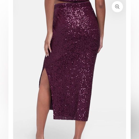 NEW • Wildfox • Women’s Armidale Midi Skirt Dark Purple Sequin Medium - Picture 3 of 5